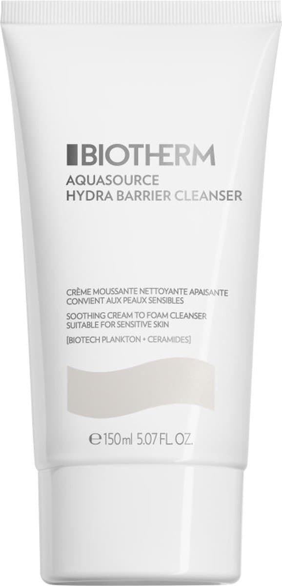 Biotherm Aquasource Hydra Barrière Reiniger - Hydrateert en versterkt alle huidtypes - Verrijkt met ceramiden en Biotech Plankton - 150ml