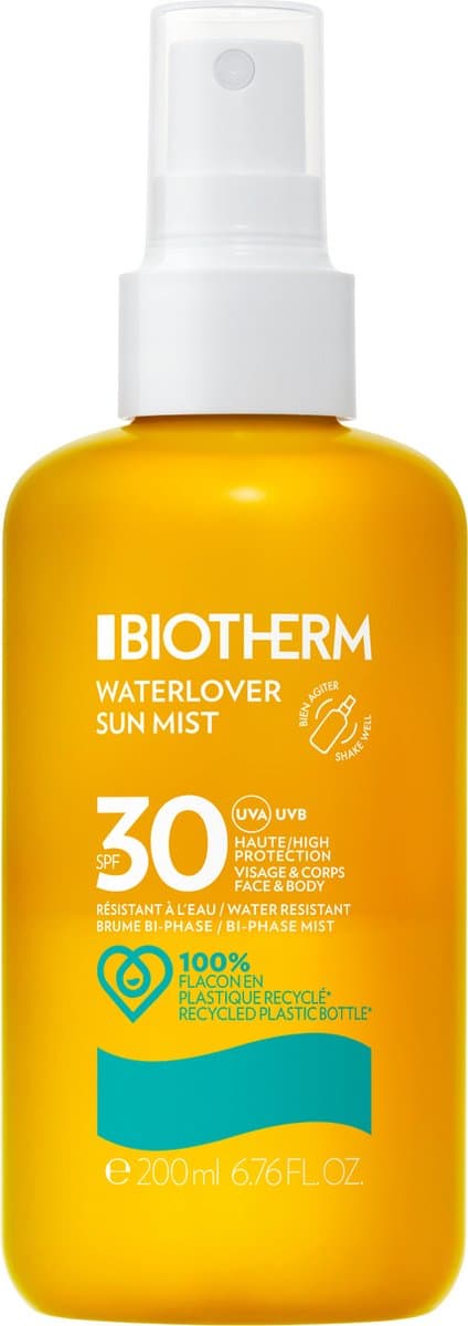 Biotherm Waterlover Sun Mist SPF 30 - Ultra hydraterende textuur - Verrijkt met Biotech Plankton - 200ml