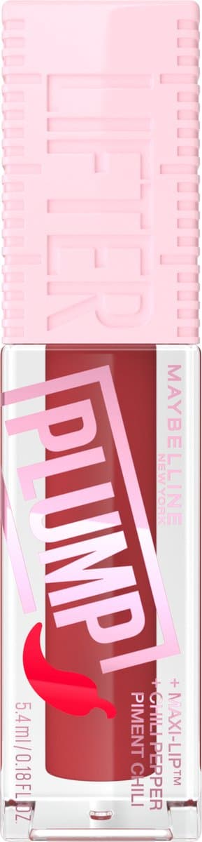 Maybelline - Lifter Plump - Lip Plumping lipgloss - langdurig vollere lippen - verwarmende sensatie met 5% Maxi-Lip™ en chilipeper - Hot Chili - 5,4...