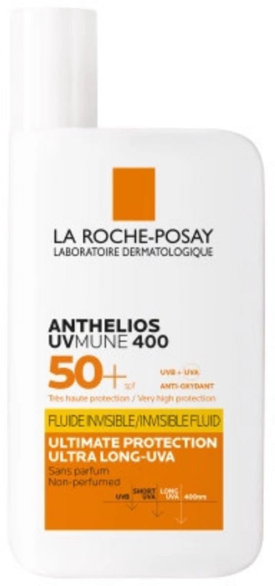 La Roche-Posay Anthelios UVMUNE 400 Onzichtbare Zonnebrand Fluide SPF50+ - Zeer Hoge Bescherming - Alle Huidtypes - 50 ml