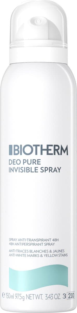 Biotherm Deo Pure Invisible Deodorant - Spray Deodorant - Geen witte of gele vlekken - 48H Anti-Transpirant - 150ml