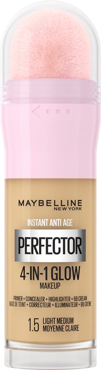 Maybelline New York - Instant Anti Age Perfector 4-in-1 Glow Light Medium Primer, Concealer, Highlighter en BB-Cream Foundation in één - Beige - 20 ml