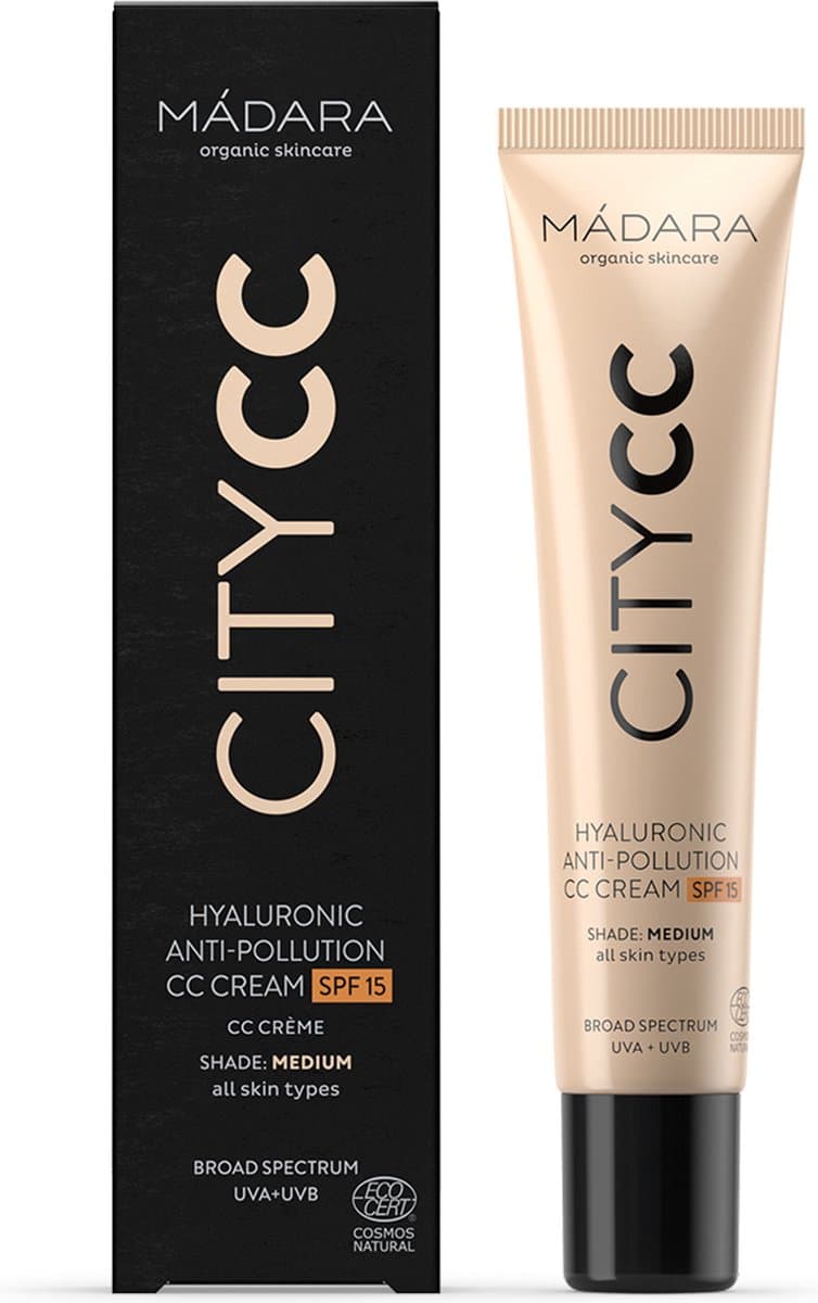 MÁDARA Anti-Pollution CC Cream SPF15 Medium Beige 40ml - hyaluronzuur -UVA/UVB