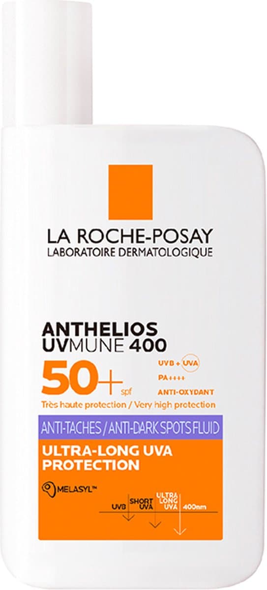 La Roche-Posay Anthelios UVMUNE 400 Anti-Pigmentvlekken Onzichtbare Zonnebrand Fluïde SPF50+ - Zeer Hoge Bescherming - Voor een gevoelige Huid - 50ml