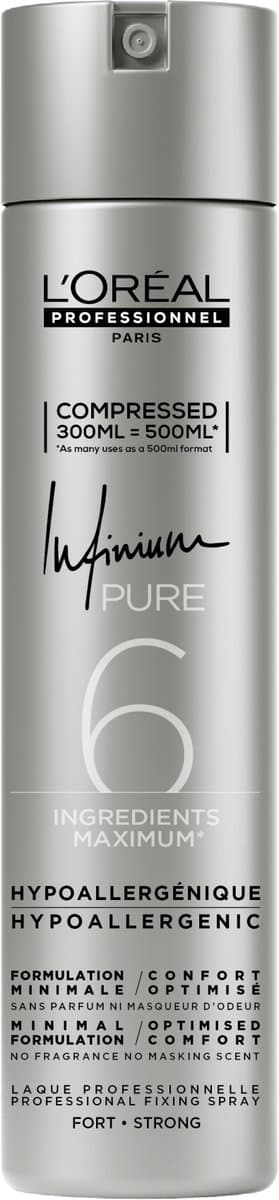 L'Oréal Professionnel Infinium Strong Haarlak - Sterke fixatie - Voor gevoelige hoofdhuid en geurvrij - Compressed 300 ml