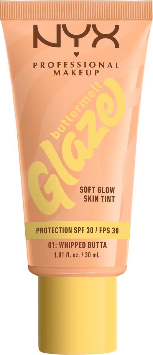 NYX Professional Make Up Buttermelt Glaze Whipped Butta Foundation - Tot 12 uur draagtijd - SPF 30 bescherming - 1 - 30ml