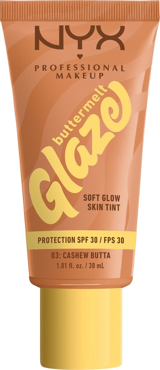 NYX Professional Make Up Buttermelt Glaze Cashew Butta Foundation - Tot 12 uur draagtijd - SPF 30 bescherming - 3 - 30ml
