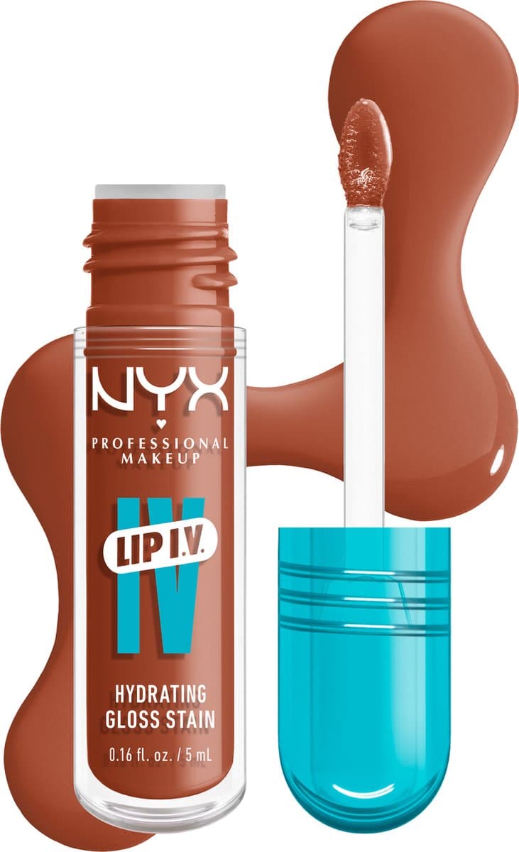 NYX Professional Make Up Lip IV 01 Caramel Drip Hydraterende Lipgloss - Tot 12 uur hydratatie - Verrijkt met Magnesium, Vitamine B12 en Kokoswater -...