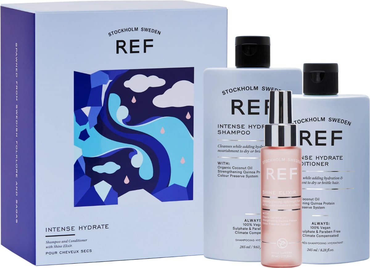 REF Stockholm - Intense Hydrate Giftbox 'The Siren' - Intense Hydrate Shampoo + Intense Hydrate Conditioner + Shine Elixir - Ideale haarverzorging...