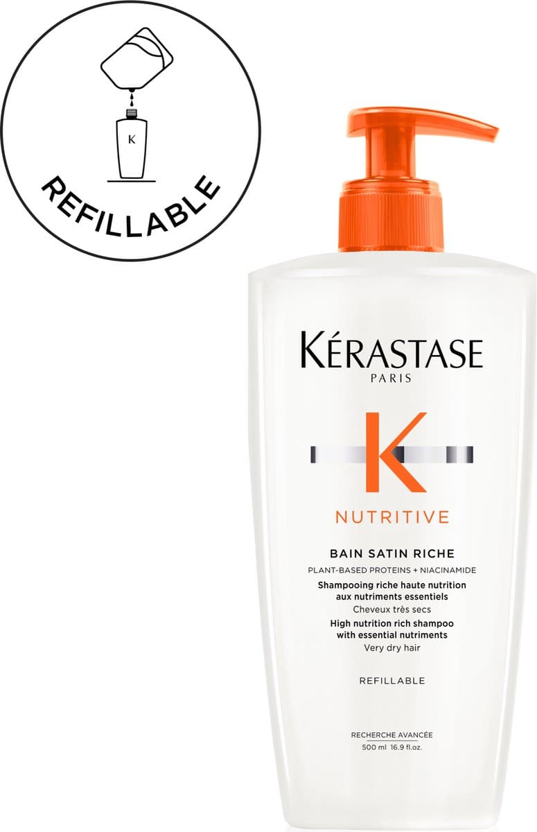 Kérastase Nutritive - Bain Satin Riche Navulbare Shampoo - Sterk voedende shampoo met essentiële verzorgende voedingsstoffen - Voor zeer droog haar -...