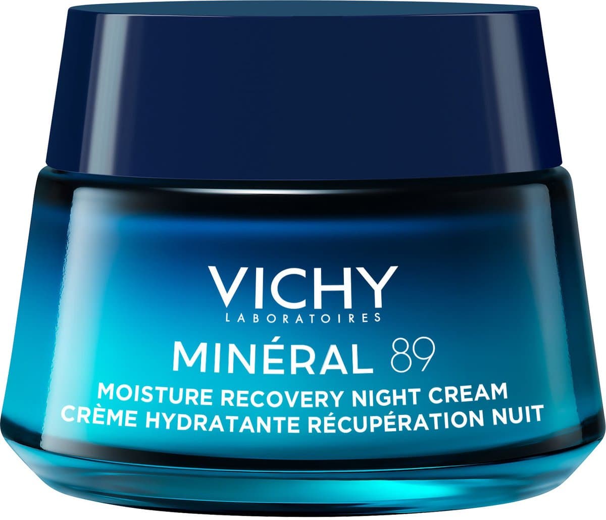 Vichy Minéral 89 Hydraterende Herstellende Nachtcrème - Alle Huidtypes - Melatonine, Hyaluronzuur en Mineralen - 50ml