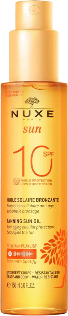 Nuxe Sun Tanning Oil Zonneolie SPF 10 - Droge spray voor gezicht en lichaam - 150 ml