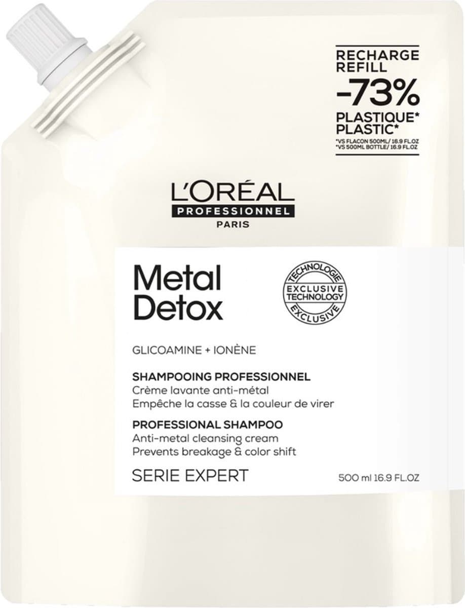 L’Oréal Professionnel Metal Detox Shampoo Refill - Reinigende en beschermende shampoo tegen haarbreuk en kleurverandering – 500ml