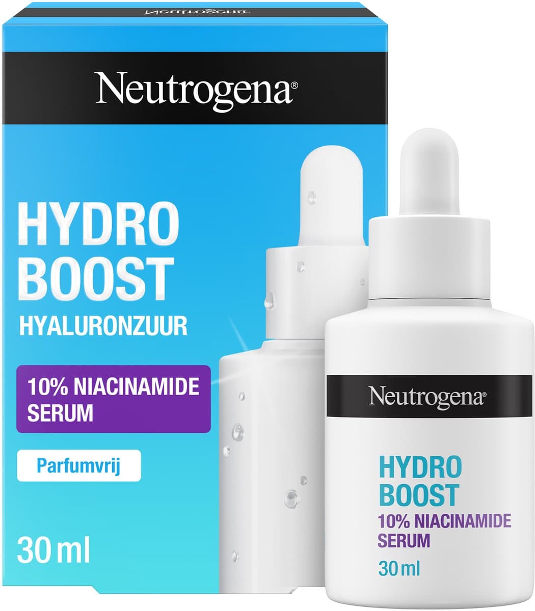 Neutrogena® Hydro Boost 10% Niacinamide Serum, Hydrateert, Verfijnt Poriën en Verbetert Huidtextuur, Parfumvrij, 30ml