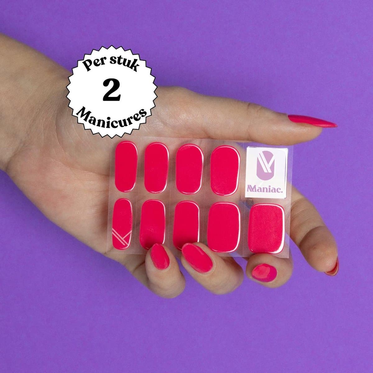 Maniac Nails Gellak Stickers – Poppy Pink – 28 stickers voor 2 manicures – 14+ dagen zonder chippen – Uitharden met UV-lamp – Roze Gel Nagelstickers...