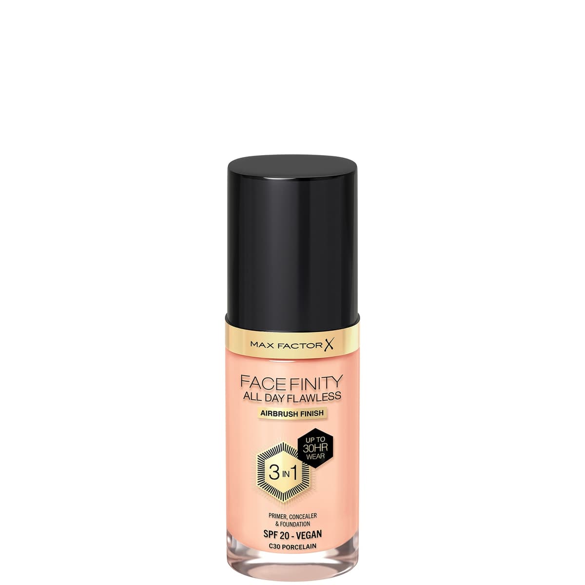 Max Factor Facefinity All Day Flawless 3 in 1 Vegan Foundation 30ml (Various Shades) - C30 - PORCELAIN