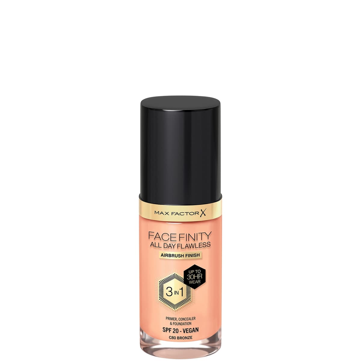 Max Factor Facefinity All Day Flawless 3 in 1 Vegan Foundation 30ml (Various Shades) - C80 - BRONZE